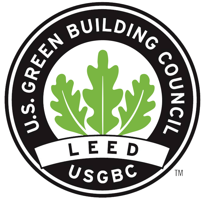 U.S. Green Building Council LEED logo with green leaves symbolizing sustainable building practices