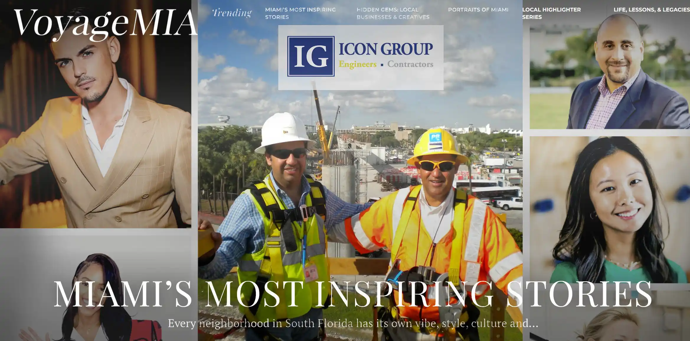 VoyageMIA homepage featuring Icon Group for an article written on them