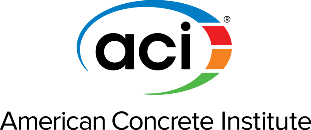 American Concrete Institute logo with blue, red, orange, and green arc elements around the letters “aci.”